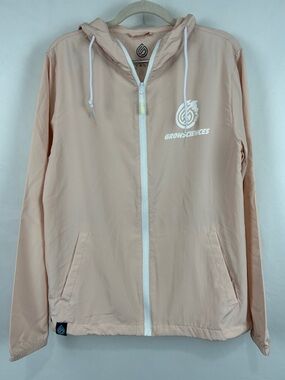 GrowSciences Women's Peach Zip-Up Hooded Windbreaker sz S